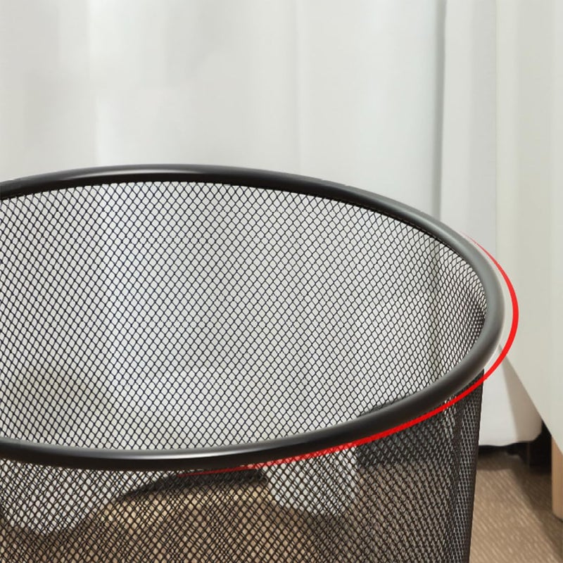 divinezon divinezon Metal Mesh Waste Basket Round Cover Less Trash 235 x 265 x 190 mm Black  - Image 5
