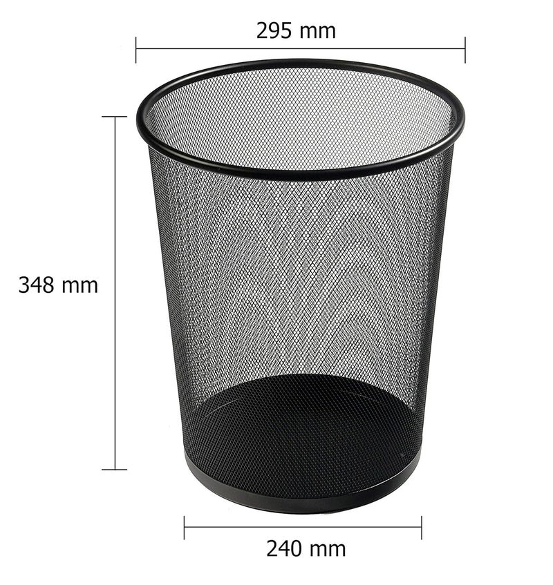 divinezon divinezon Metal Mesh Waste Basket Round Cover Less Trash 235 x 265 x 190 mm Black  - Image 3