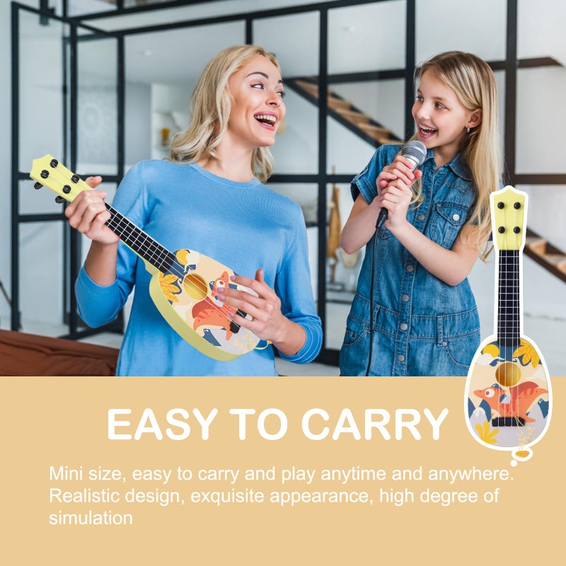 YOLOPLUS+ Kids Toy Ukulele, Kids Guitar Musical Toy,17 Inch 4 Steel Strings, with Pick, Play Early Educational Learning Musical Instrument Gift for Preschool Children (Yellow) - Image 2