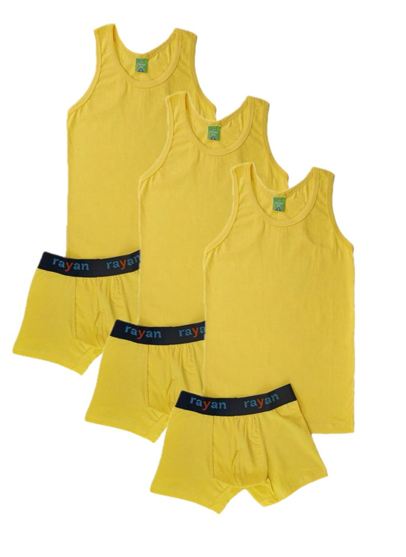 Rayan 3 - Sets  Boys/Kids Undershirt and Boxer Underwear Boy Set Yellow  - Image 1
