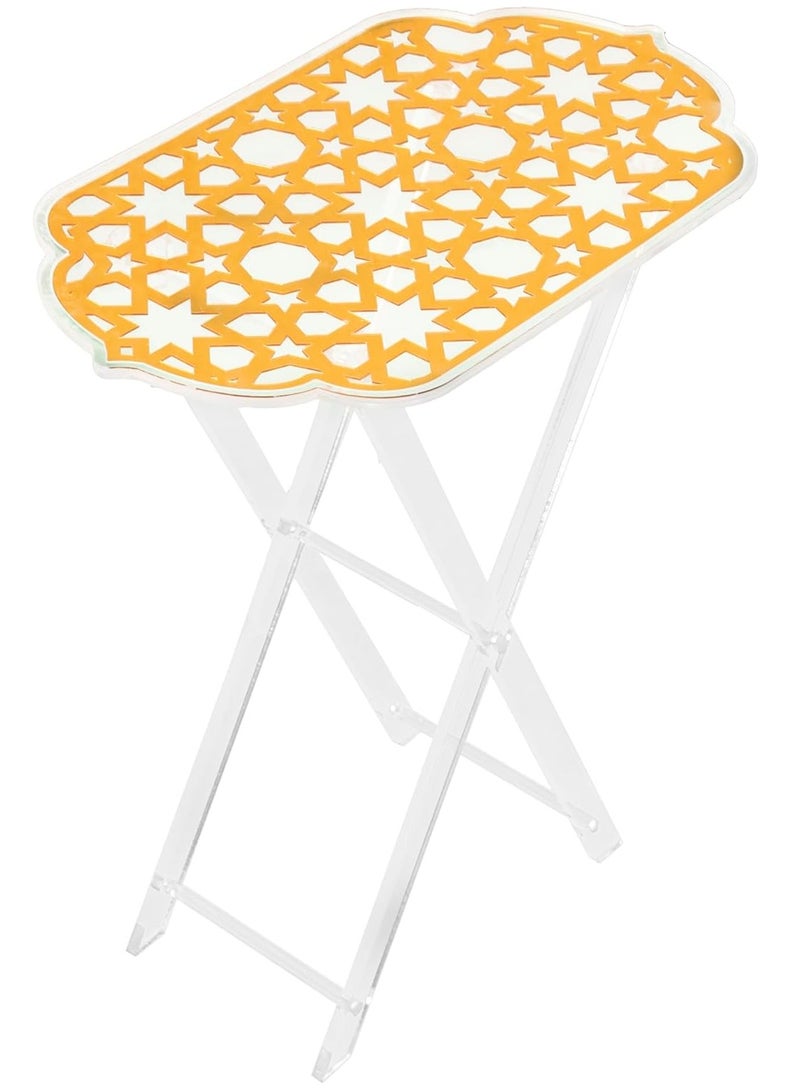 LAMSIT IBDAA Acrylic Folding Tray Table | Rectangle Foldable Table | Patio Table | Foldable Table for Balcony | Portable Table (Golden) - Image 1