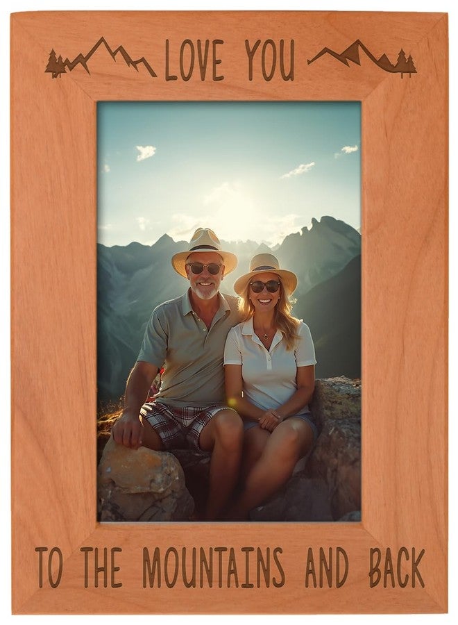 ذيس وير إطار صورة منقوش على الخشب، مقاس 5x7 بوصة، هدية من ThisWear Mountain، أحبك حتى الجبال. - Image 1