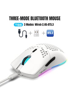 HXSJ New HXSJ T66 three-mode wireless mouse 2.4G/wired/BT5.3 hole mouse 3600dpi charging game mouse  - Image 2