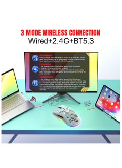 HXSJ New HXSJ T66 three-mode wireless mouse 2.4G/wired/BT5.3 hole mouse 3600dpi charging game mouse  - Image 3