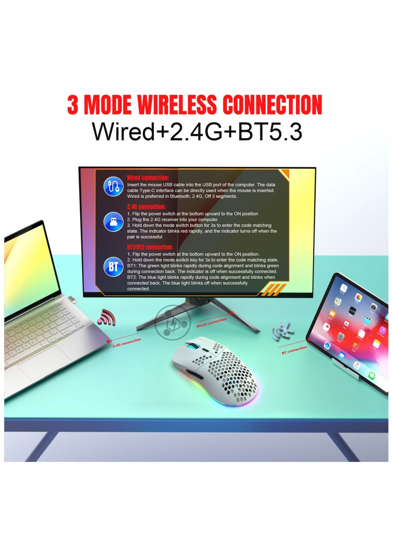 إتش إكس إس جيه جديد HXSJ T66 ماوس لاسلكي ثلاثي الأوضاع 2.4G/سلكي/BT5.3 فتحة ماوس 3600 ديسيبل متوحد الخواص شحن لعبة ماوس  - Image 3