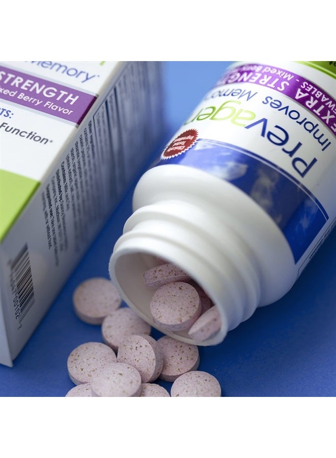 Prevagen تحسين الذاكرة - قوة إضافية 20 ملغ، 30 مضغوط | توت مختلط - عبوتين | مع أبوأكوورين وفيتامين د وPrevagen 7-يوم منظم حبوب | مكمل دماغي لصحة دماغ أفضل