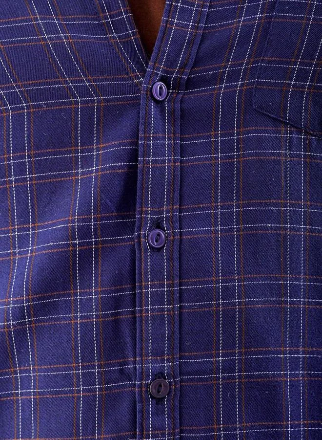 Take Two Men Blue Slim Fit Checkered Casual Shirt By HardSoda