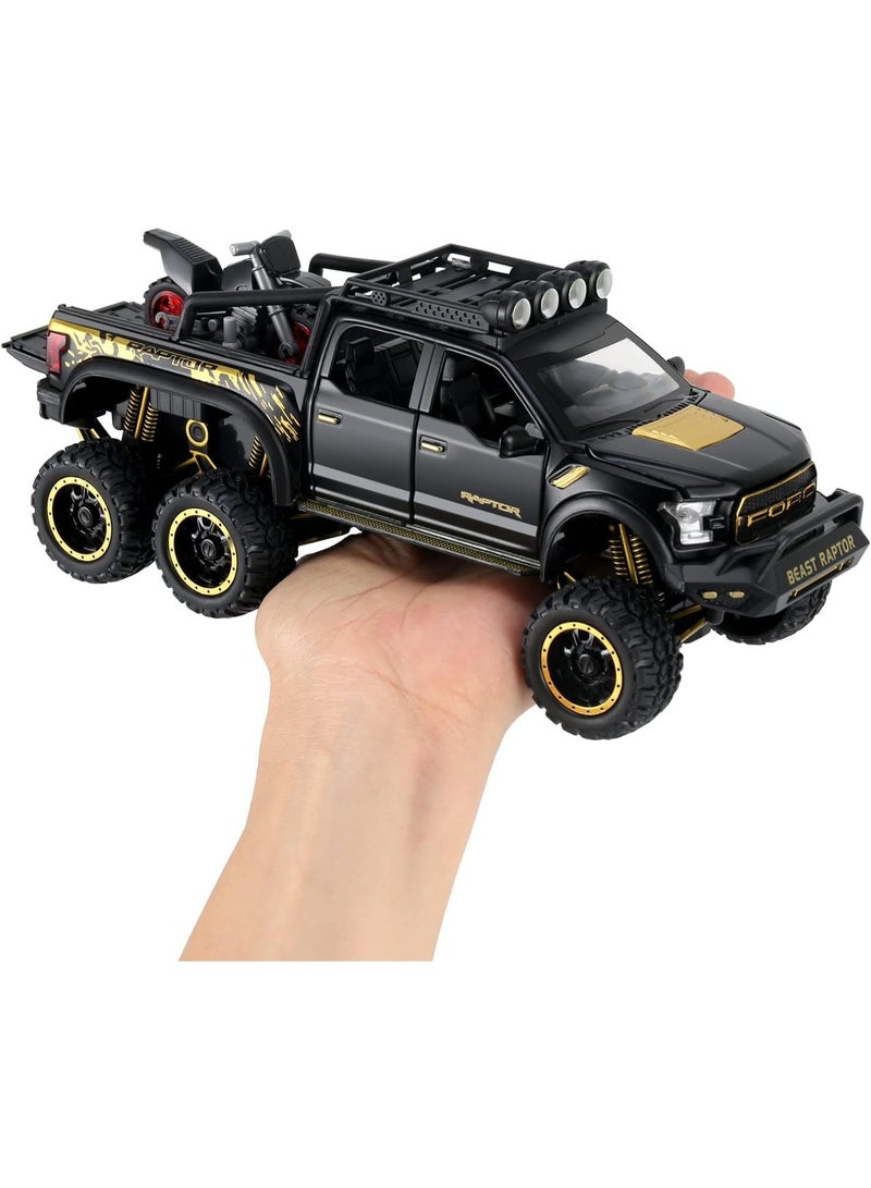 ARGT Diecast Toy Pickup Truck for Boys | 6-Wheel Pull Back F150 Model with Lights & Sounds | Metal Toy Car for Kids 3-8 Years - Image 3
