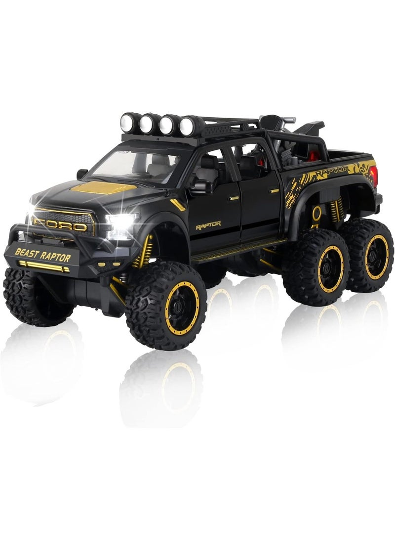 ARGT Diecast Toy Pickup Truck for Boys | 6-Wheel Pull Back F150 Model with Lights & Sounds | Metal Toy Car for Kids 3-8 Years - Image 1