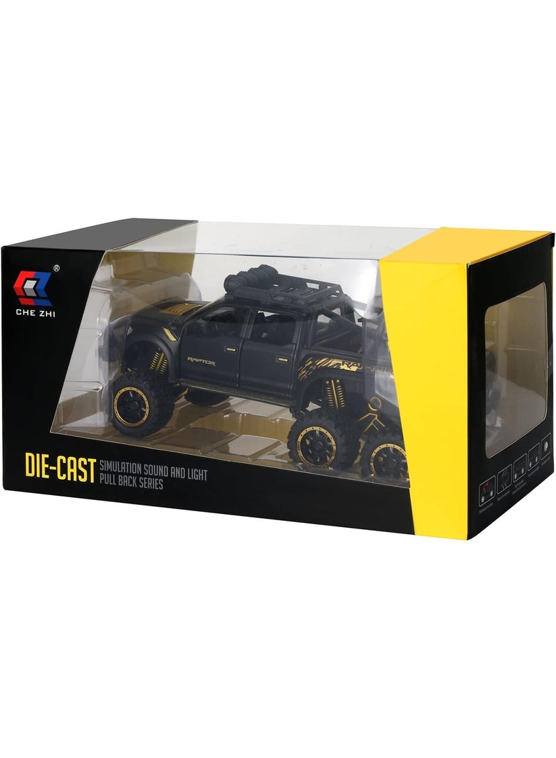 ARGT Diecast Toy Pickup Truck for Boys | 6-Wheel Pull Back F150 Model with Lights & Sounds | Metal Toy Car for Kids 3-8 Years - Image 4