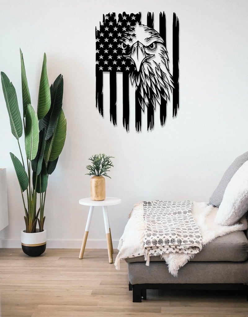 Benziso American Eagle Metal Wall Art American Flag Wall Decor Eagle Wall Signs Fourth of July Independence Day Decorations Metal Wall Decor For Home Office Living Room Indoor Outdoor ( Black 11.2 x 16.6 In ) - Image 3
