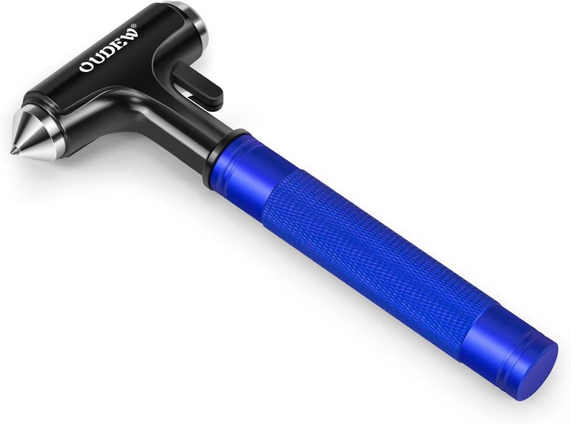 OUDEW Car Safety Hammer with Seat Belt Cutter - Emergency Escape Tool (Blue) - Image 1