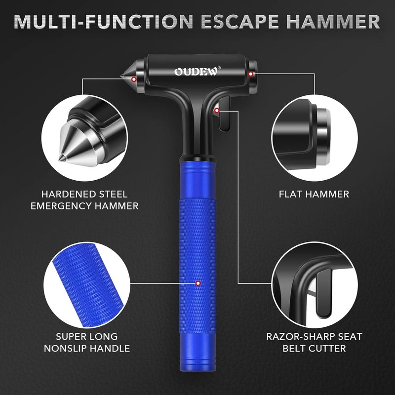 OUDEW Car Safety Hammer with Seat Belt Cutter - Emergency Escape Tool (Blue) - Image 4