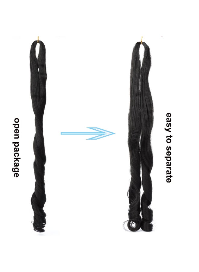 LMZIM French Curl Braiding Hair 24 Inch Loose Wavy Braiding Hair Pre stretched 8 Pack Black Bouncy Braiding Hair French Curls Crochet Hair for Black Women Synthetic Hair Extensions 1b - Image 4