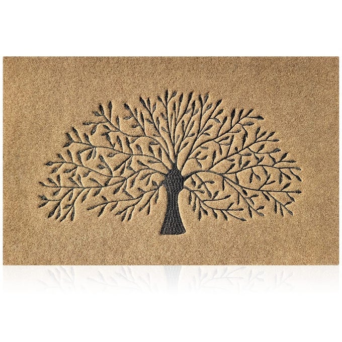 TREE OF LIFE OUTSIDE WELCOME MAT OUTDOOR MATS FOR INSIDE FRONT DOOR MATS HEAVY DUTY WATERPROOF NONSLIP FOR ENTRYWAY HALLWAY KITCHEN EASY TO CLEAN RUBBER MATTING 45X70 TREE BROWN
