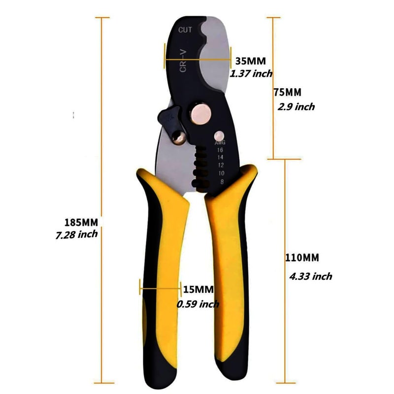 MESHIV CoaxStranded Large Gauge Wire Cutter with Wire Stripper 148 AWG Heavy Duty for Aluminum Copper Wire Stripping Tool And MultiFunction Hand Tool Professional Handle Design Yellow - Image 3