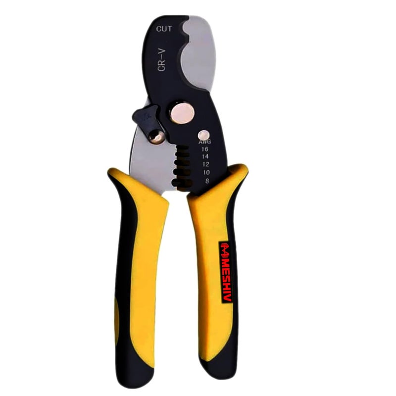 MESHIV CoaxStranded Large Gauge Wire Cutter with Wire Stripper 148 AWG Heavy Duty for Aluminum Copper Wire Stripping Tool And MultiFunction Hand Tool Professional Handle Design Yellow - Image 1
