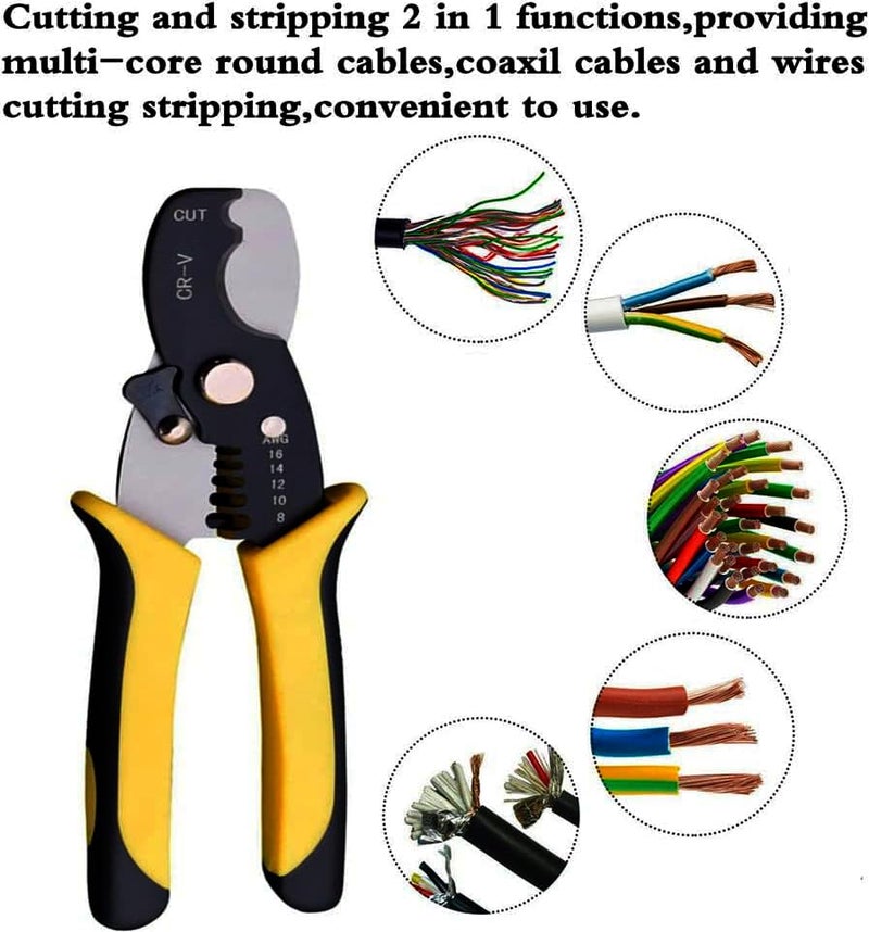 MESHIV CoaxStranded Large Gauge Wire Cutter with Wire Stripper 148 AWG Heavy Duty for Aluminum Copper Wire Stripping Tool And MultiFunction Hand Tool Professional Handle Design Yellow - Image 4