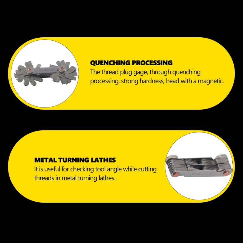 Walfront 52pcs Thread Pitch Gauge Stainless Steel Screw Pitch Measuring Tool Screw Thread Pitch Cutting Gauge Tool Multi Purpose (Metric&British Whitworth(52pcs)) - Image 4