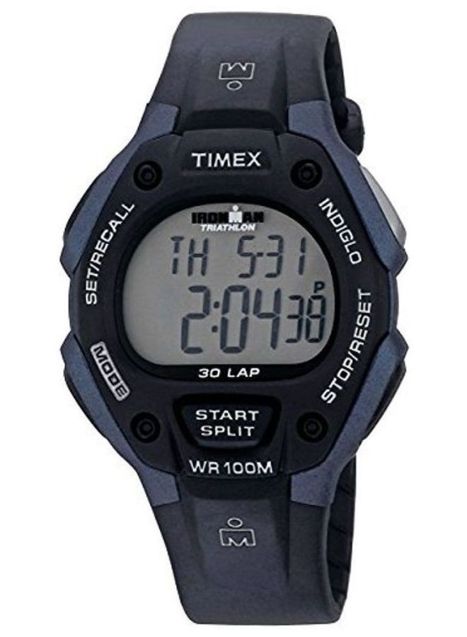 Timex Men's Ironman Triathlon Classic 30 38mm Watch â€“ Blue & Black Case with Black Resin Strap