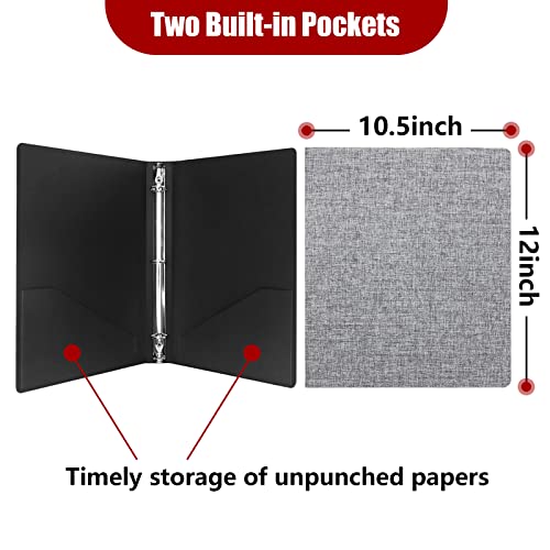 Vienrose 3 Ring Binder 1 Inch Round Rings with Linen Fabric Cover, Fits 8.5 x 11 Inch Paper, Durable Organizer for School, Office, Home, Recipes, Grey - Image 5