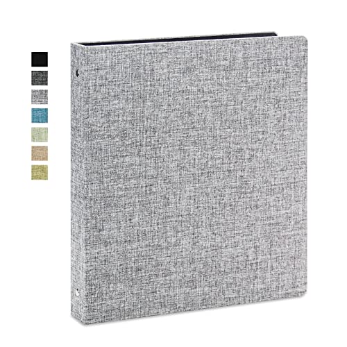 Vienrose 3 Ring Binder 1 Inch Round Rings with Linen Fabric Cover, Fits 8.5 x 11 Inch Paper, Durable Organizer for School, Office, Home, Recipes, Grey - Image 1
