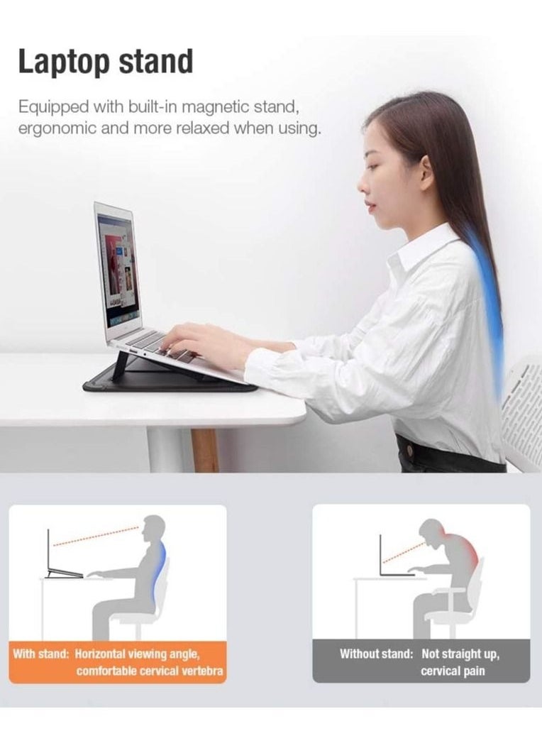 16.1 inch Laptop Sleeve Case Laptop Stand Adjustable, Computer Shock Resistant Bag with Mouse Pad for MacBook Pro 16"/15" 15.6" Dell Lenovo HP Asus Acer Samsung Chromebook Computer