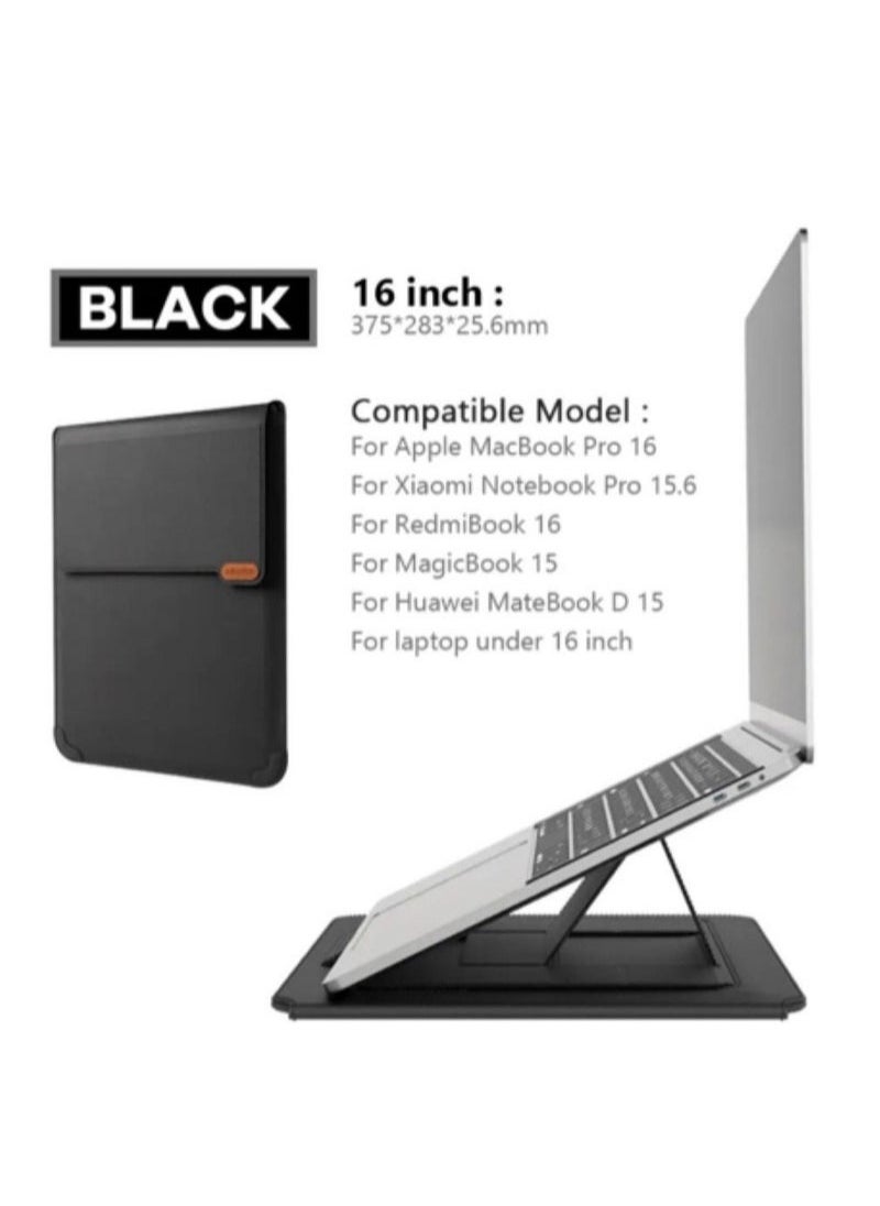 16.1 inch Laptop Sleeve Case Laptop Stand Adjustable, Computer Shock Resistant Bag with Mouse Pad for MacBook Pro 16"/15" 15.6" Dell Lenovo HP Asus Acer Samsung Chromebook Computer