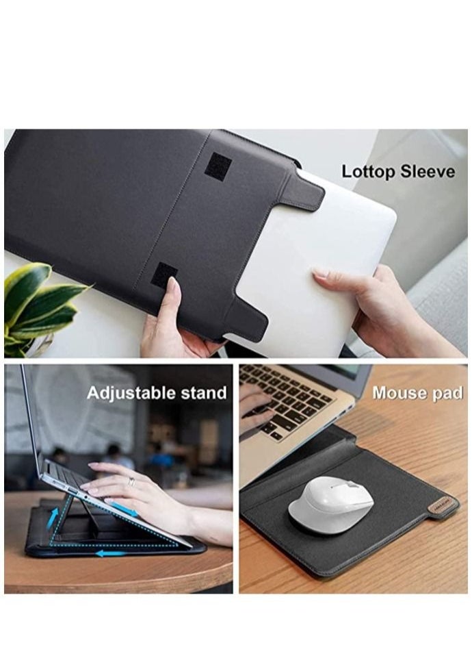 16.1 inch Laptop Sleeve Case Laptop Stand Adjustable, Computer Shock Resistant Bag with Mouse Pad for MacBook Pro 16"/15" 15.6" Dell Lenovo HP Asus Acer Samsung Chromebook Computer