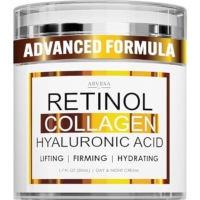 Arvesa Retinol Cream for Face with Collagen and Hyaluronic Acid - Anti Aging Wrinkle Cream for Women and Men - Day and Night Facial Moisturizer for Tightening and Skin Firming - Crema Hidratante Para la Cara - Image 1