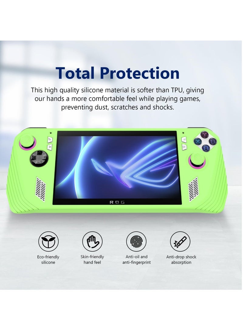 Excefore Protective Case for ASUS Rog Ally, Anti-Slip Shockproof Cover Silicone Case, Protector Case for Asus ROG Ally Handheld Game Accessories(Glow Green)  - Image 2