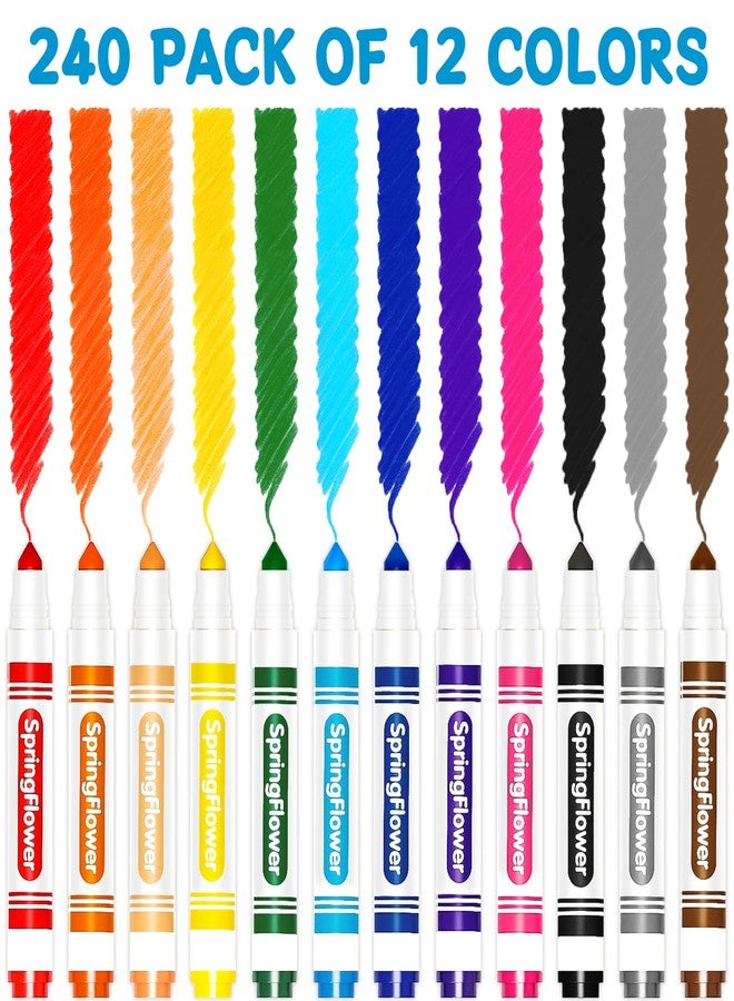spring flower SpringFlower 240 Count Washable Markers Bulk, Markers Bulk Back to School Classroom Supplies In 12 Assorted Colors, Broad Tip for Kids, Classroom School Teacher Must Haves - Image 2