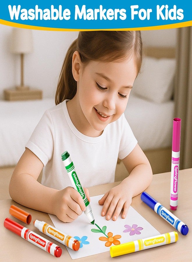 spring flower SpringFlower 240 Count Washable Markers Bulk, Markers Bulk Back to School Classroom Supplies In 12 Assorted Colors, Broad Tip for Kids, Classroom School Teacher Must Haves - Image 4