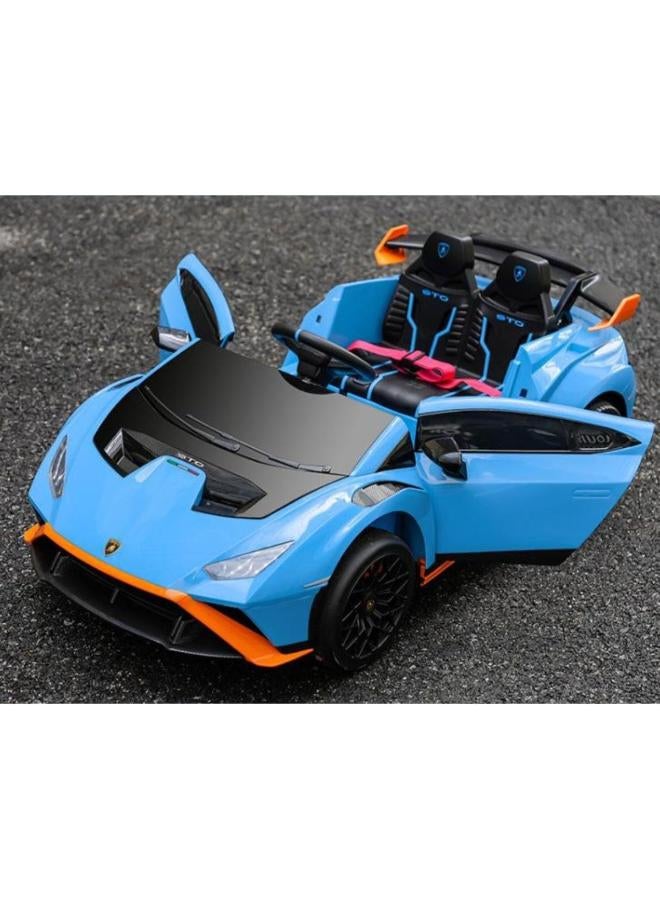 Electric Car with Remote Control, LED Light, USB, Battery Operated Toy Car for Children 2-6 Years Old, 2 Seats, Multi Color (white) - Image 3