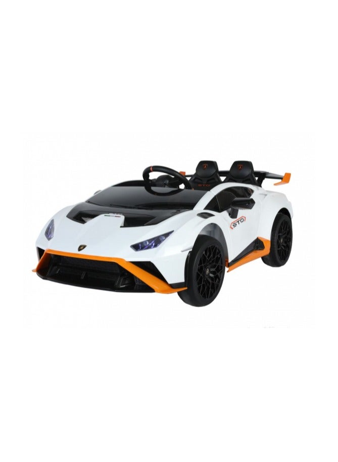 Electric Car with Remote Control, LED Light, USB, Battery Operated Toy Car for Children 2-6 Years Old, 2 Seats, Multi Color (white) - Image 1