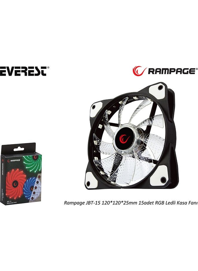 Rampage JBT-15 120*120*25mm 15pcs RGB Led Case Fan  - Image 3