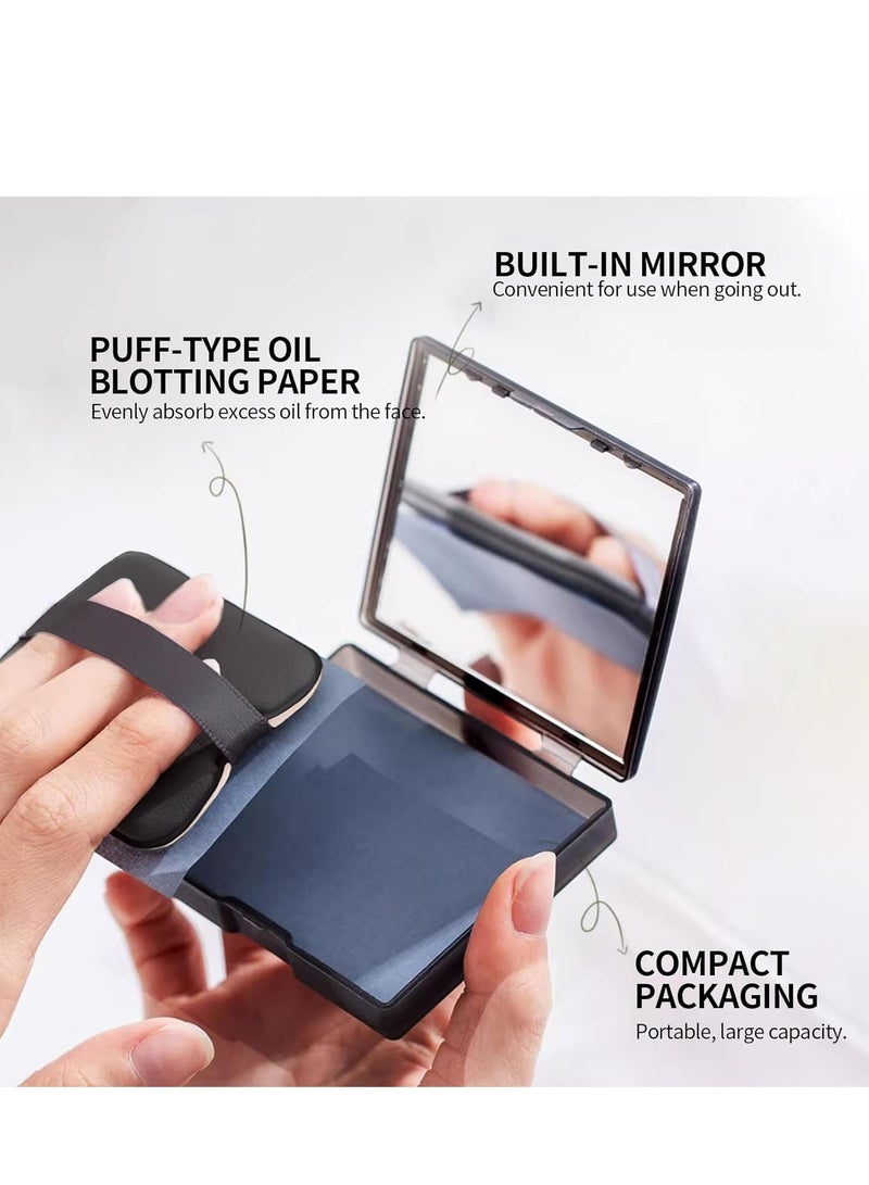 Day Wins Oil Blotting Sheets for Face with Mirror and Puff (200 Sheets), Bamboo Charcoal Oil Absorbing Paper for Oily Skin – Natural Oil Control, Makeup Friendly, Travel Size for Excess Oil Absorption  - Image 2