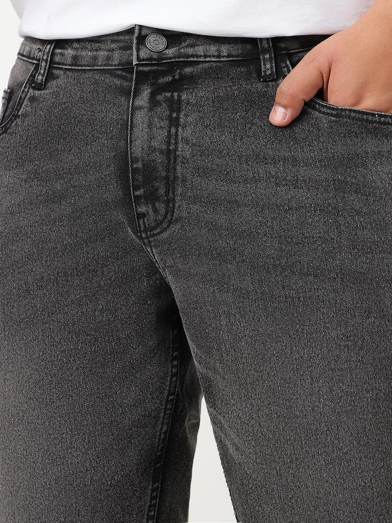 Urbano Fashion  Urbano Plus Men's Black Washed Bootcut Jeans Stretchable  | Best Price UAE