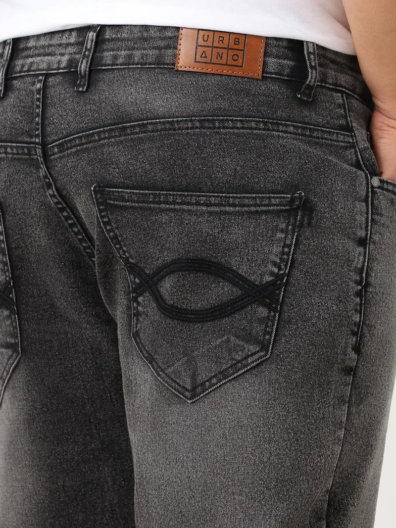 Urbano Fashion  Urbano Plus Men's Black Washed Bootcut Jeans Stretchable  | Best Price UAE
