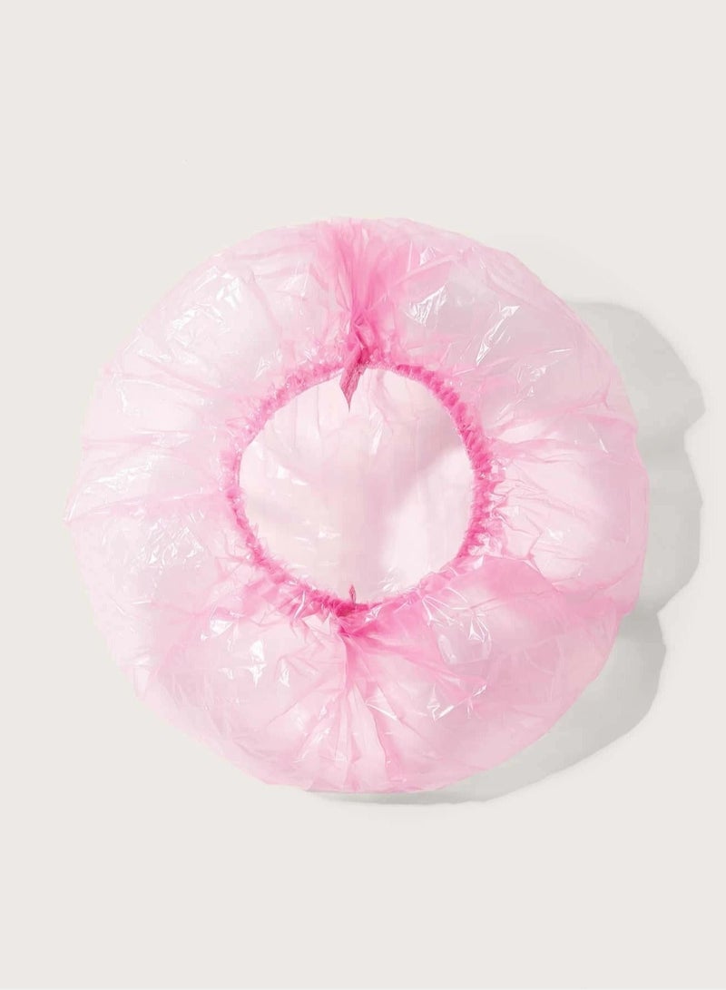 200-Piece Disposable Plastic Shower Hats Hair Women Waterproof Spa Salon Hotel Hair Dye Elastic Shower Hats Bathroom(Pink) - Image 3