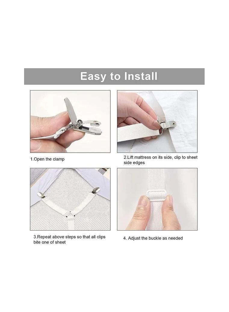 1-Piece 6 Adjustable Heads Elastic Fitted Sheet Straps,Crisscross Bed Sheet Fasteners Suspenders,Fit Round and Square Mattresses - Image 2