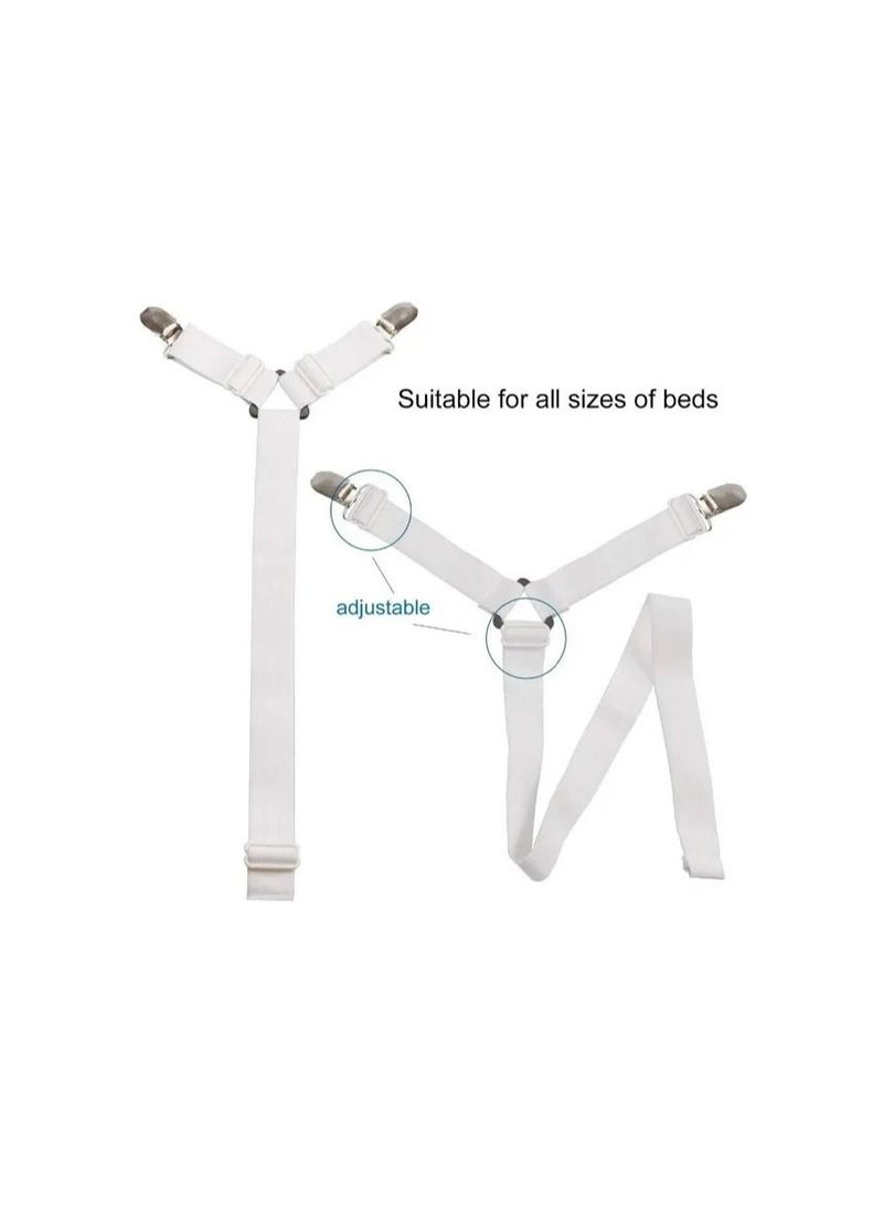 1-Piece 6 Adjustable Heads Elastic Fitted Sheet Straps,Crisscross Bed Sheet Fasteners Suspenders,Fit Round and Square Mattresses - Image 4