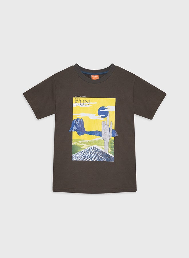 كوكا ملابس أطفال تي شيرت للأولاد كم قصير رمادي غامق - Image 1