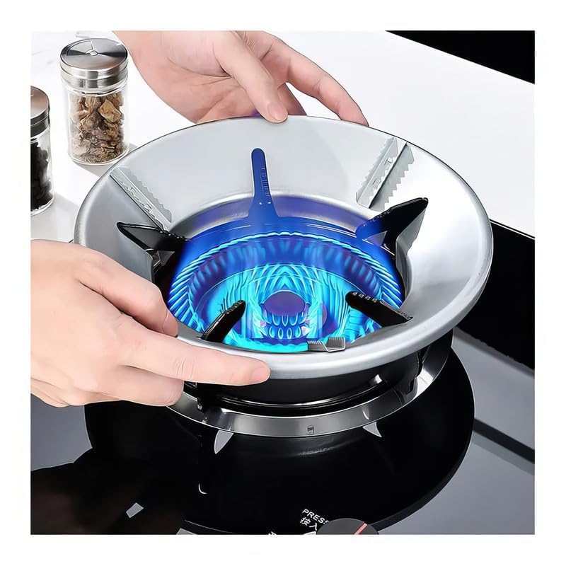 VIRUSHA VIRUSHA Heavy Duty Gas Saver Burner Stand Gas Stove Stand Windproof Energy Saver Chula Protector for Wind Fire Cover for Indian Gas 1 pcs  - Image 1