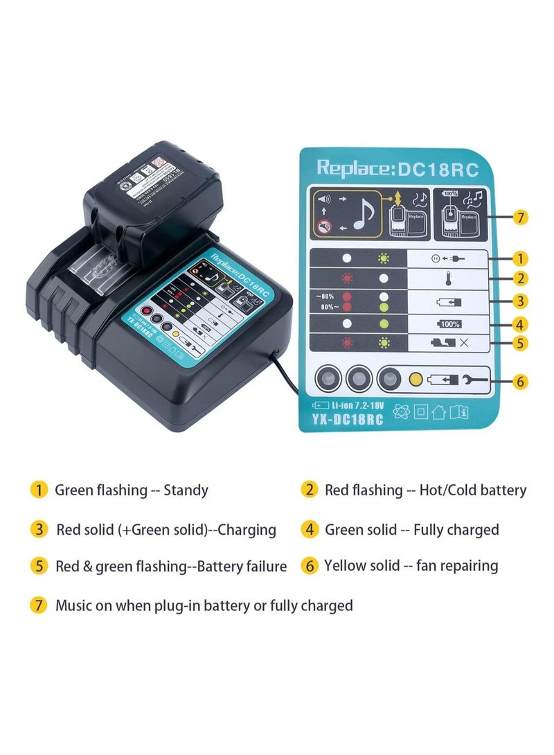 Battery Charger For Makita 14.4V 18V battery BL1830 Bl1430 DC18RC DC18RC 3A charger 14.4V 18V Bl1830 Bl1430 Electric Power - Image 5