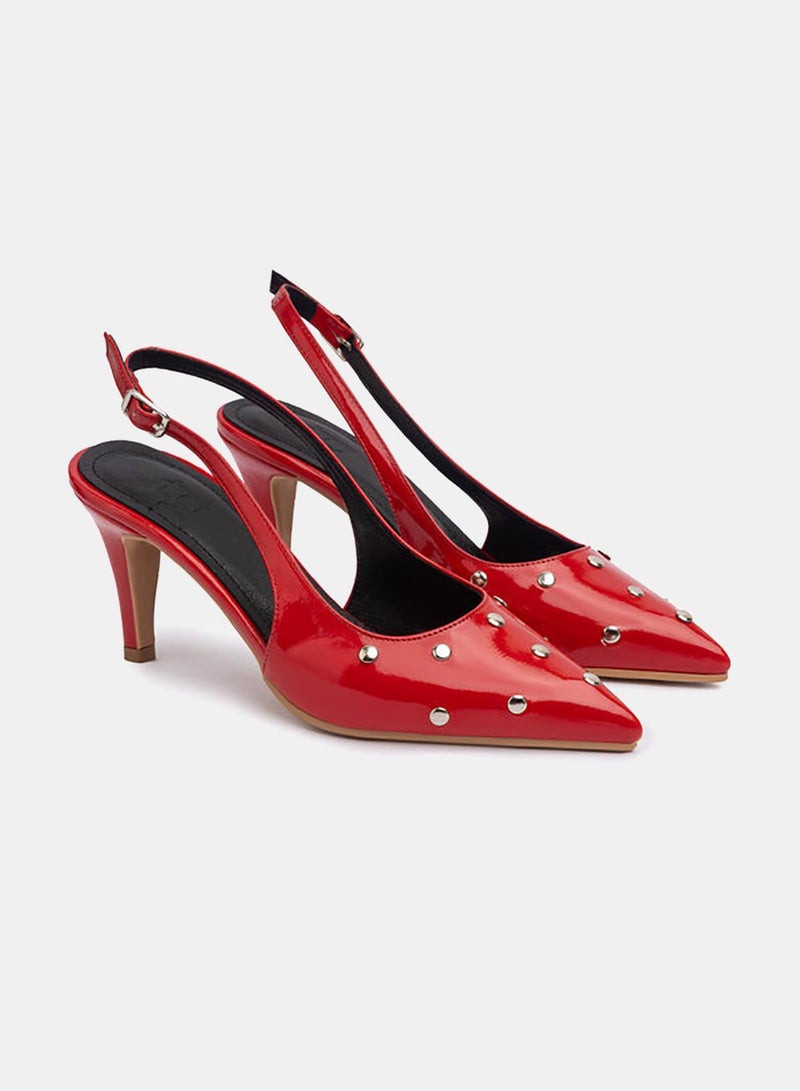 TGS Studded Closed Mid Heel Slingbacks - Image 1