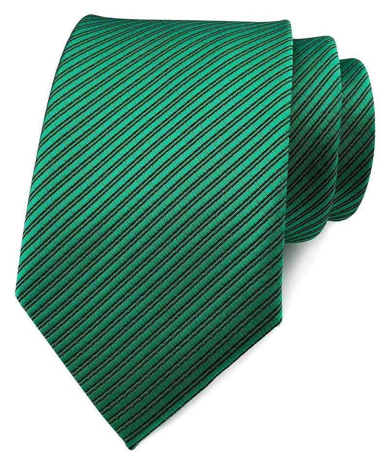 Elfeves Men's Slim Dark Green Woven Polyester Ties Casual Party Wedding Neckties - Image 5