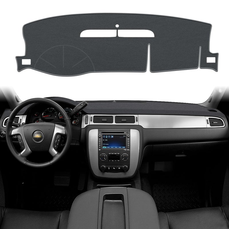POSAID Dash Cover for 20072013 Chevy Avalanche Silverado 1500 LTZ Dashboard Cover Mat for 20072014 Chevy Chevrolet Tahoe Suburban 0714 GMC Yukon Interior Dash Protector Cover Mat Grey