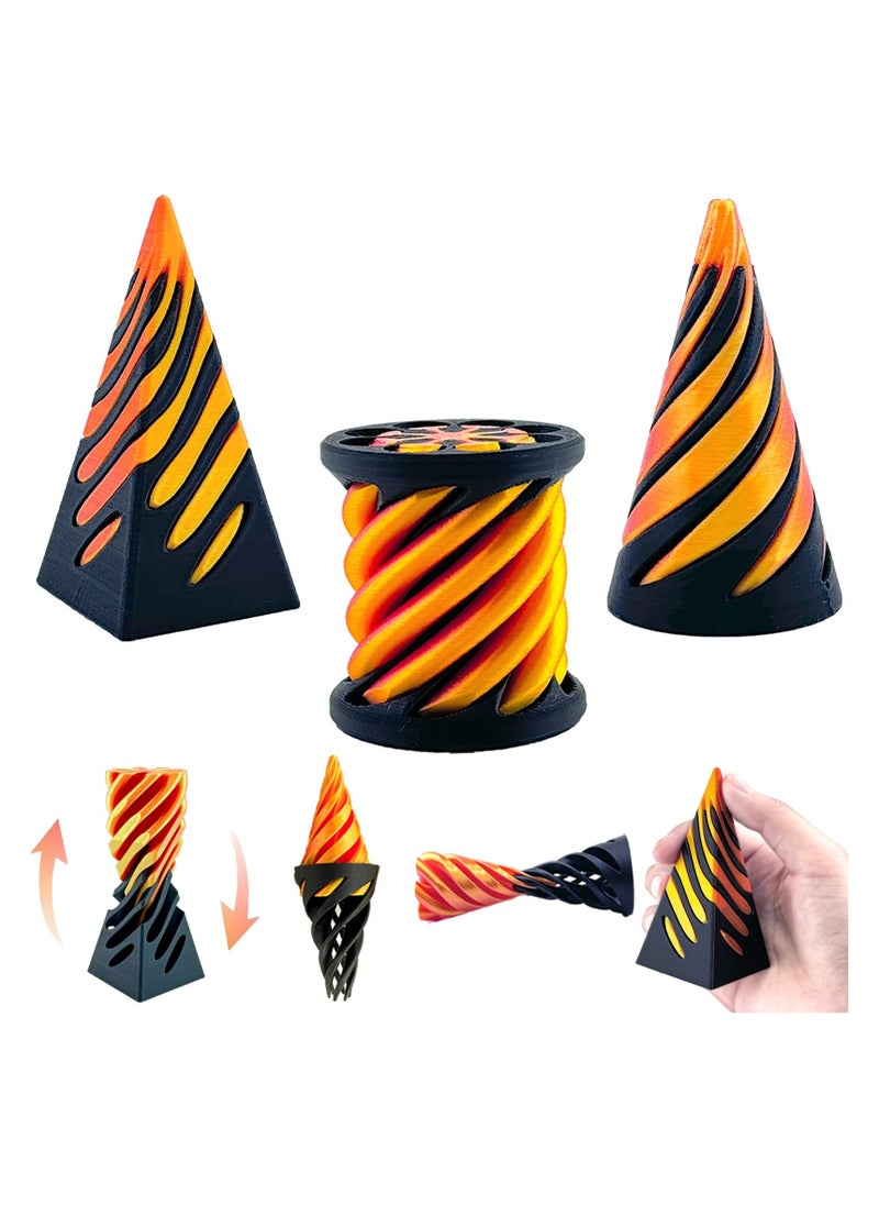 null - 3 Packs Impossible Cone,Spiral Cone Fidget Toy Impossible Pyramid Passthrough Toy,3D Printed Spiral Cone Fidget Toy,Mini Vortex Thread Illusion Desktop Deco Souvenir Gift for Anxiety Relaxing - Image 1