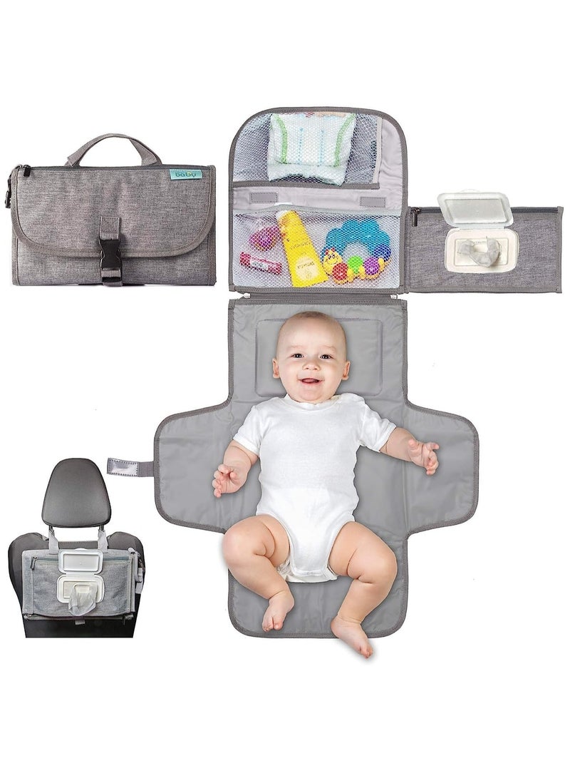 Portable Diaper Changing Pad, Baby Changing pad for Newborn Girl and Boy Smart Wipes Pocket, Waterproof Travel Changing Kit - Image 1